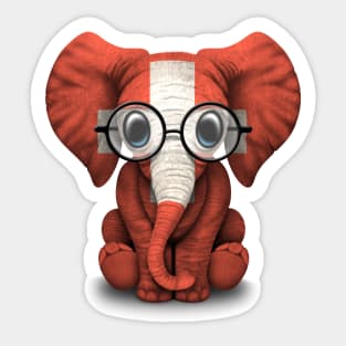 Baby Elephant with Glasses and Swiss Flag Sticker